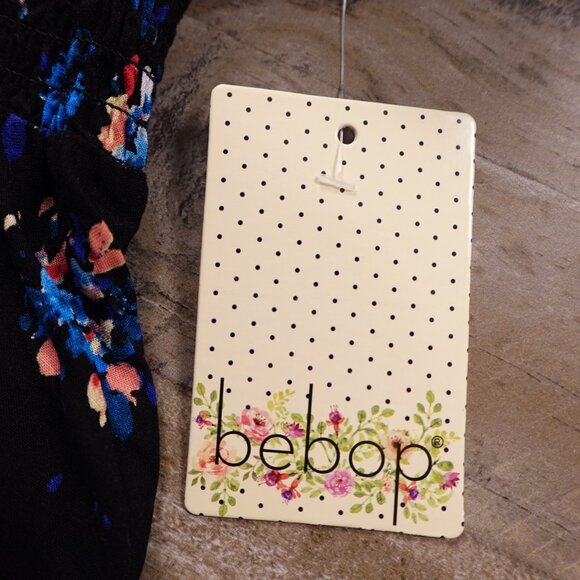 Bebop Women’s Floral Print Romper XS Black Blue Pink Rayon - Picture 3 of 12